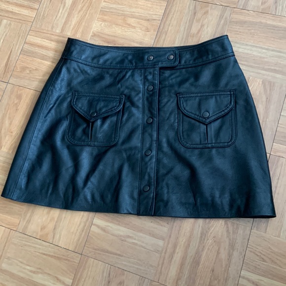 Boston Proper A Line Leather Skater Skirt - Picture 2 of 12